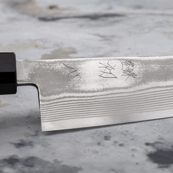 Hatsukokoro Ginsou Silver#3 Nickel Damascus Nóż Santoku 18 cm