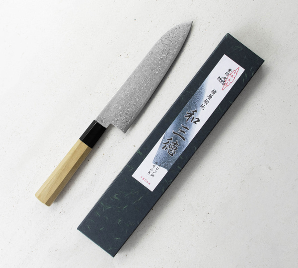 Misuzu Hamono AUS10 Damascus Nóż Santoku 18 cm