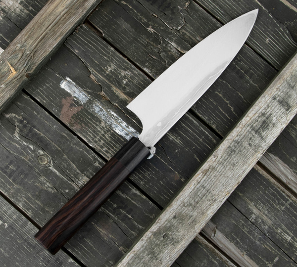 Hideo Kitaoka Shirogami#2 Satin Damascus Nóż Funayuki 18 cm