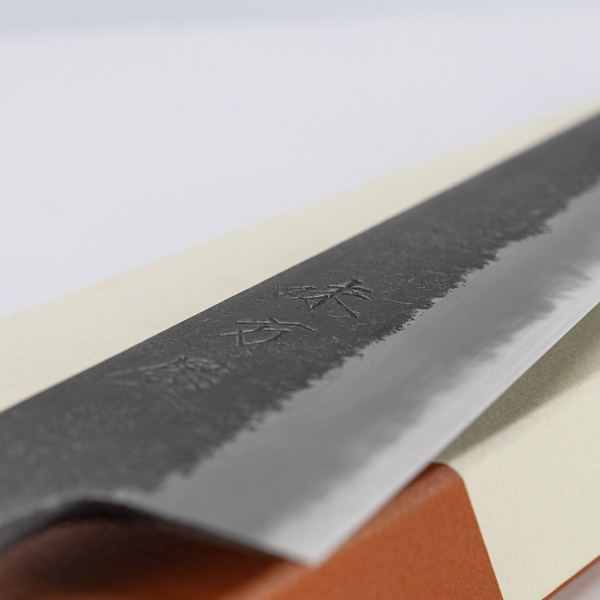 Mutsumi Hinoura Shirogami#2/Iron Nashiji Nóż Sujihiki 24 cm