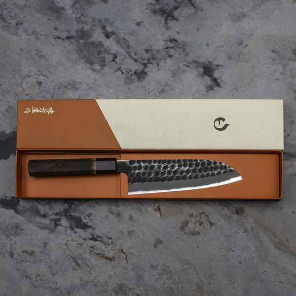 Mutsumi Hinoura Shirogami#2/Iron Nóż Santoku 16,5 cm