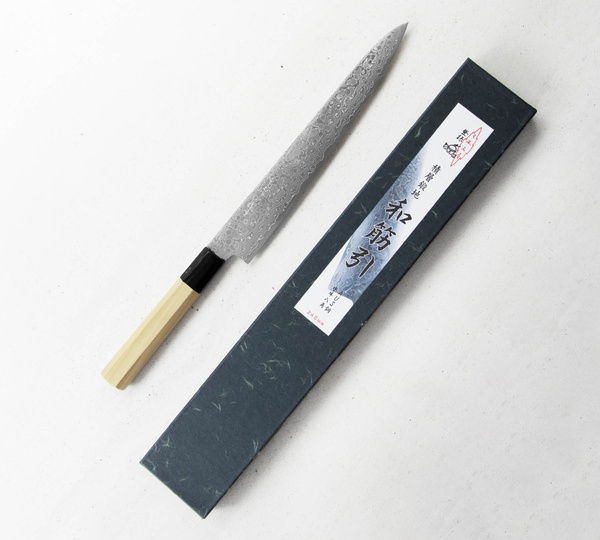 Misuzu Hamono AUS10 Damascus Nóż Sujihiki 24 cm