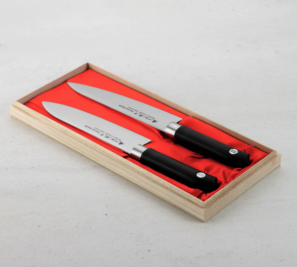 Satake Sword Smith Zestaw w drewnianym pudełku Nóż Szefa + Santoku