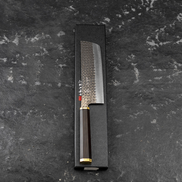 Yu Kurosaki Kokusen Brass Aogami Super/SS Nóż Nakiri 16 cm