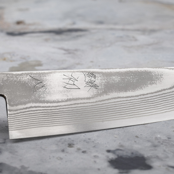 Hatsukokoro Ginsou Silver#3 Nickel Damascus Nóż Bunka 18 cm