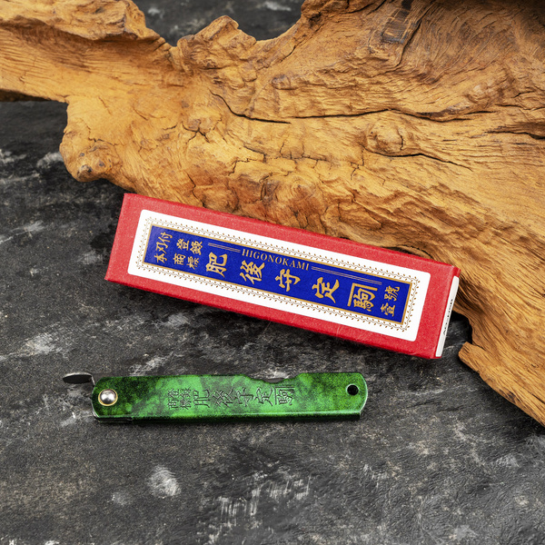Nóż kieszonkowy Higonokami Kanekoma Green Aogami#2 7 cm