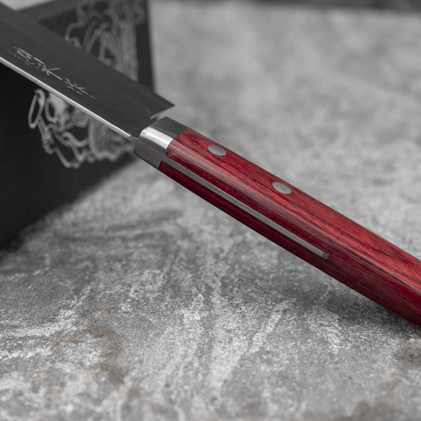 Kunio Masutani VG-10 Damascus Hammered Red Nóż Nakiri 16,5 cm