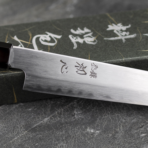 Satoshi Nakagawa Aogami#1/Iron Damascus Nóż Sujihiki 23 cm