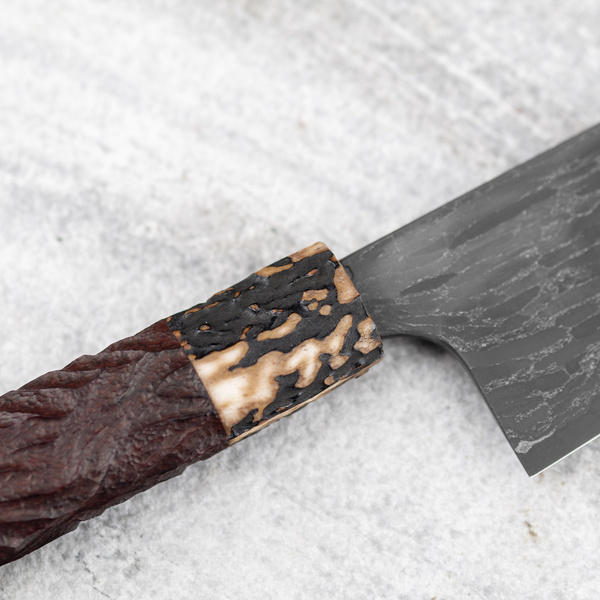 Naoki Mazaki Hon-Sanmai Aogami Super/Iron Wootz Damascus Nóż Kiritsuke Gyuto 21 cm