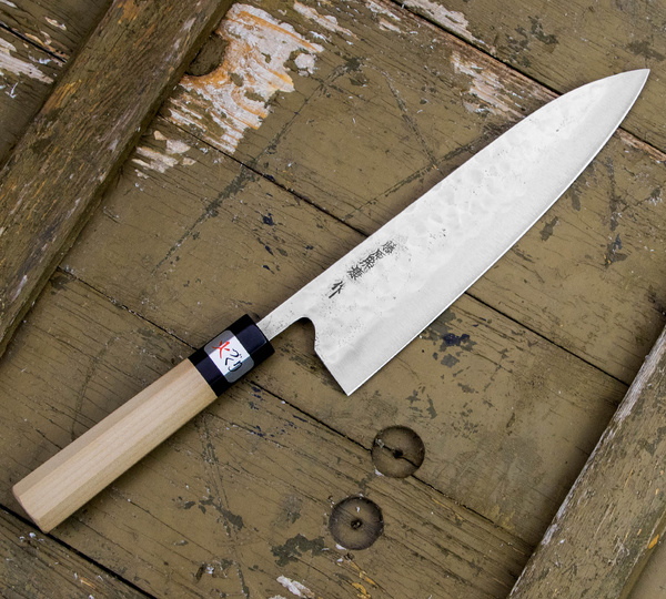 Fujiwara Shirogami#1/SS Magnolia+Róg Nóż szefa kuchni 21 cm