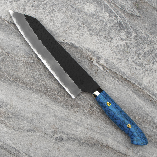 Nigara Hamono SG2 Kurouchi Blue Turquoise Nóż Kiritsuke Gyuto 21 cm