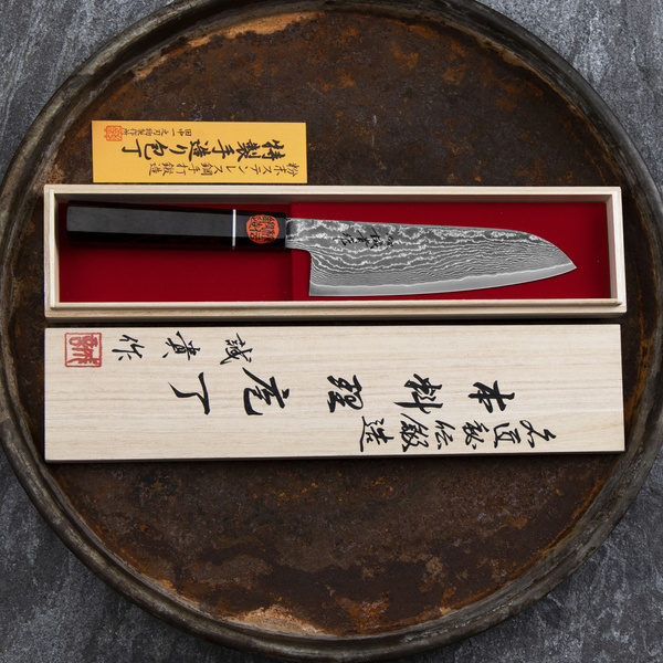 Shigeki Tanaka SG2 Heban Nóż Santoku 16,5 cm