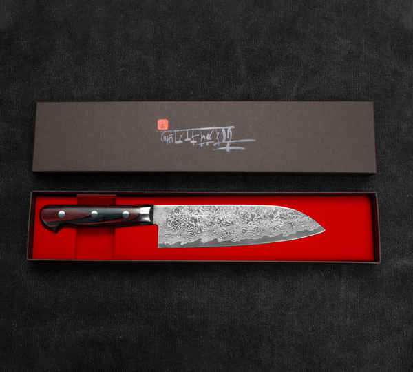Yoshimi Kato Nickel Polished VG-10 Nóż Santoku 17,5 cm