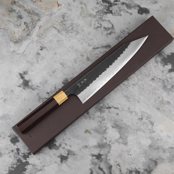 Yoshimi Kato Aogami Super/SS Kurouchi V-Tsuchime Nóż Kiritsuke Gyuto 24 cm
