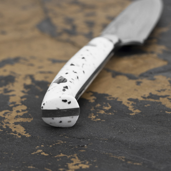 Ryo Nomura Shirogami#2 Damascus DropPoint White