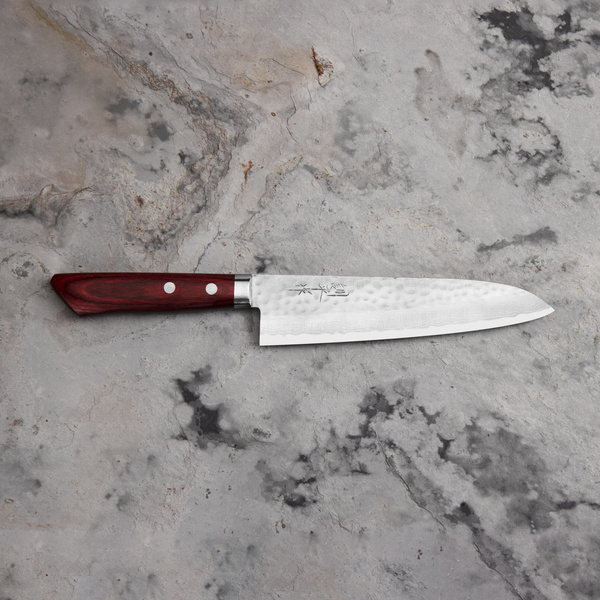 Kunio Masutani VG-10 Hammered Red Damascus Nóż Szefa kuchni 18 cm