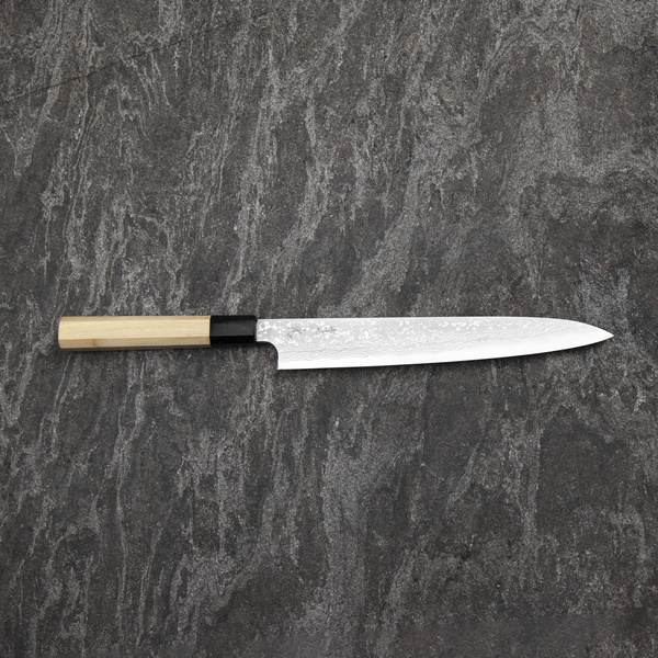 Yauji Aogami#2 Damascus Nóż Yanagiba 24 cm
