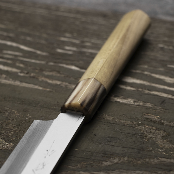 Hideo Kitaoka Aogami#2 Satin Damascus Nóż Yanagiba 24 cm