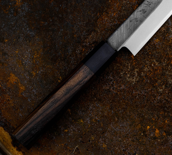 Hideo Kitaoka Shirogami Black Oktagon Nóż Yanagiba 21 cm