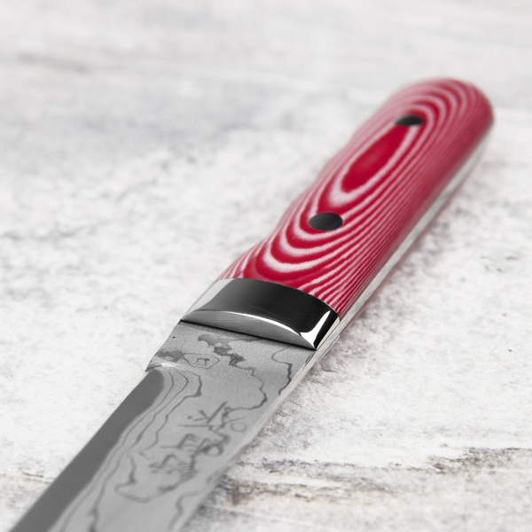 Ryo Nomura Shirogami#2 Damascus Wharncliffe Red/Black Large