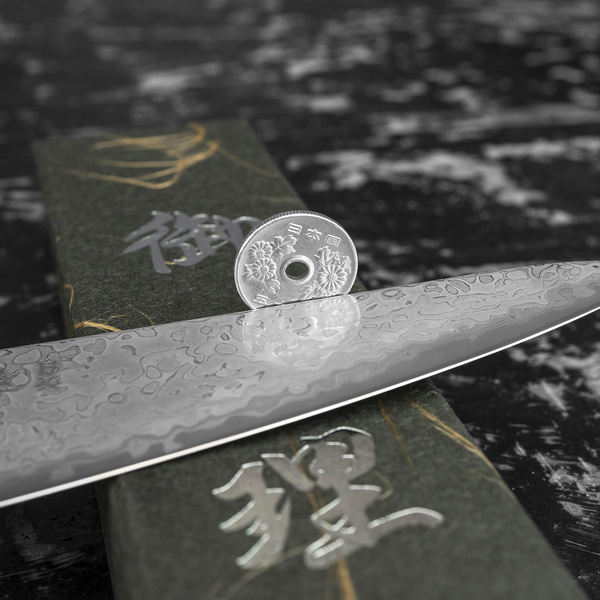 Hatsukokoro Hikari Kurozame SLD Damascus Nóż Ko-Santoku 15 cm