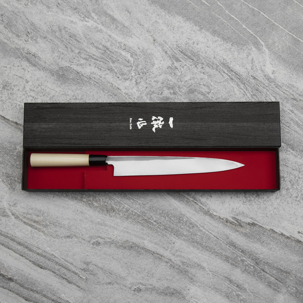 Ittetsu Forge Black Shirogami#2 Nóż Yanagiba 24 cm Leworęczny