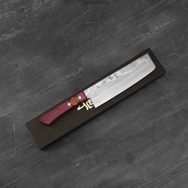 Shigeki Tanaka VG-10 Damascus Pink Nóż Nakiri 16,5 cm