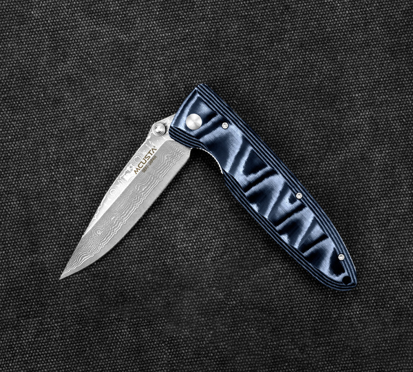Nóż składany Mcusta Classic Wave Blue Micarta Damascus VG-10 8,5 cm