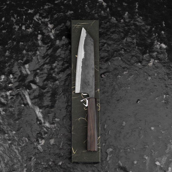 Hatsukokoro Kurokuma Aogami#2/Iron Kurouchi Nóż Bunka 16,5 cm