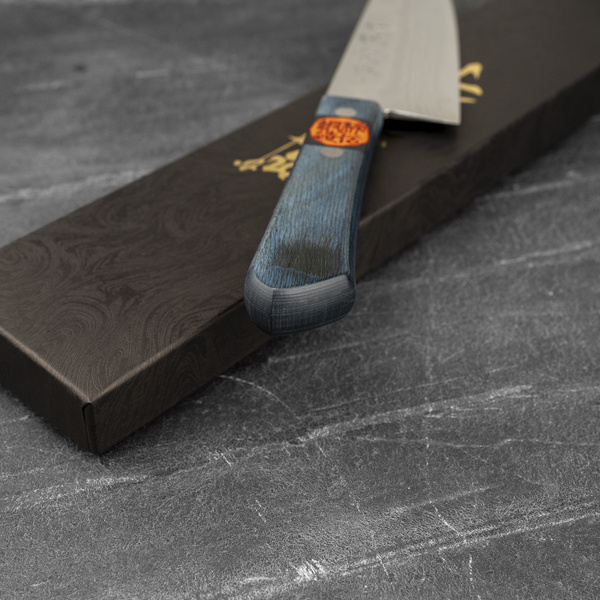 Shigeki Tanaka VG-10 Damascus Blue Nóż Santoku 16,5 cm