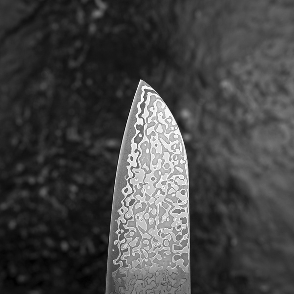 Hatsukokoro Hikari Kurozame SLD Damascus Nóż Santoku 17 cm