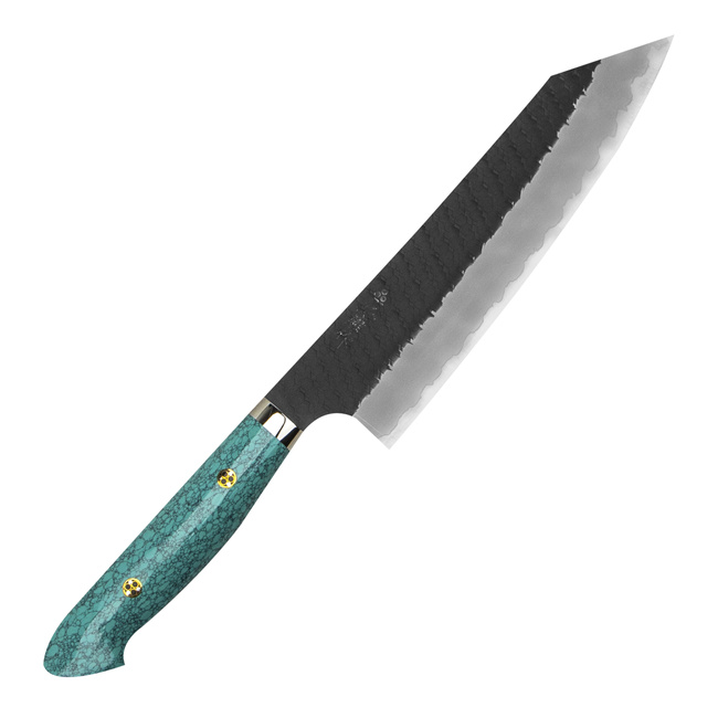 Nigara Hamono SG2 Kurouchi Green Turquoise Nóż Kiritsuke Gyuto 21 cm