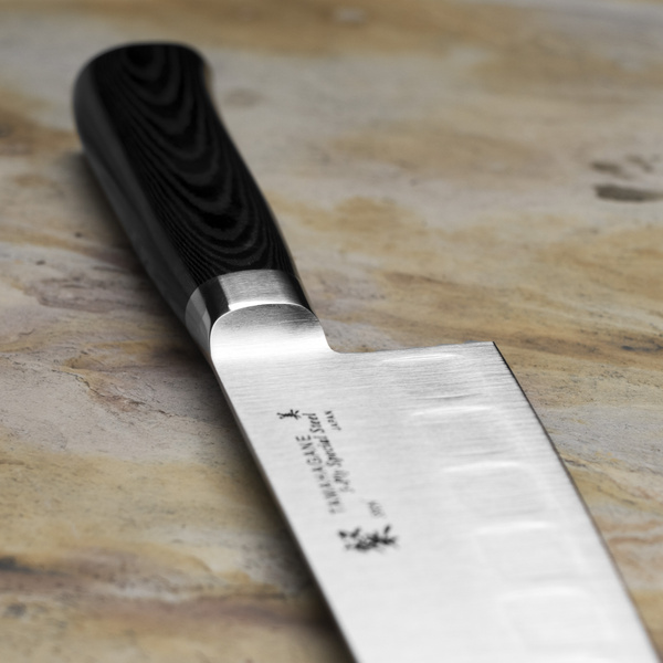 Tamahagane San Black VG-5 Nóż Santoku żłobiony 17,5 cm