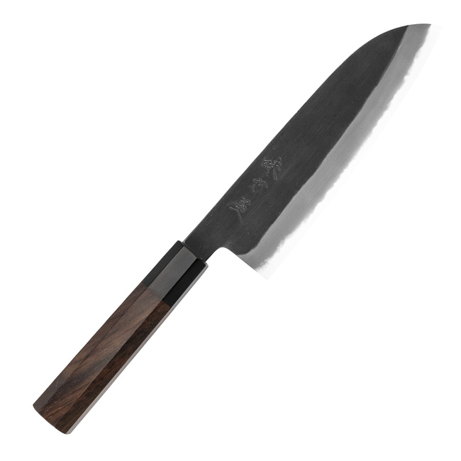 Mutsumi Hinoura Shirogami#2/Iron Black Nóż Santoku 18 cm