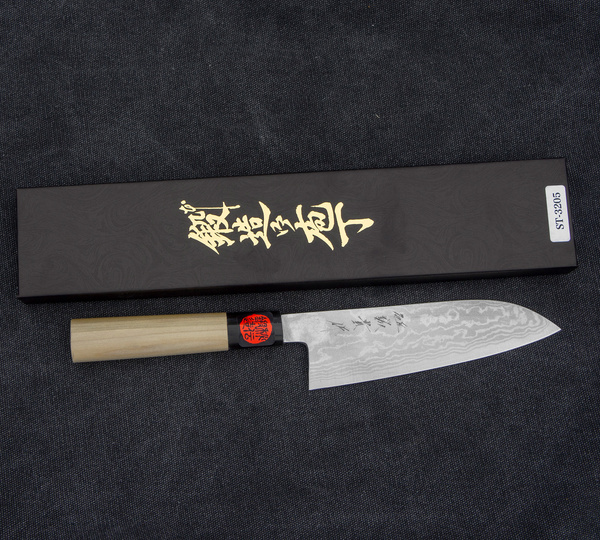 Shigeki Tanaka Aogami #2 Damascus Nóż Santoku 16,5 cm