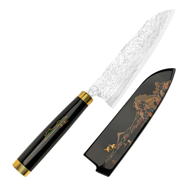 Takeshi Saji Art Fuji on Lake R-2 Nóż Santoku 18 cm + Saya