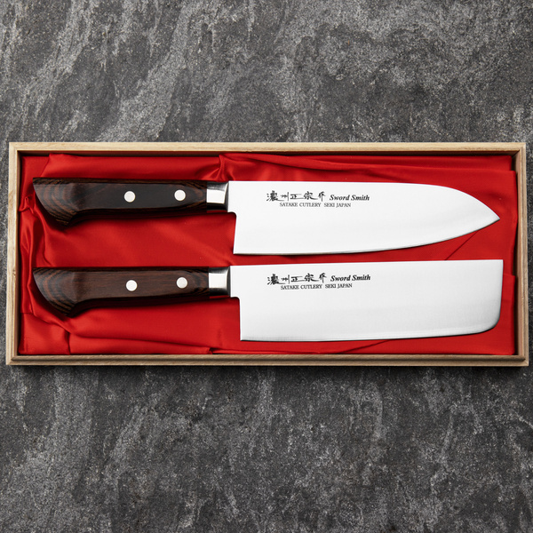 Satake Unique Shirogami#2 Zestaw Nóż Santoku + Nakiri