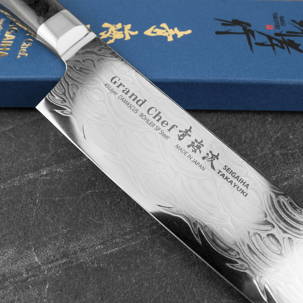 Sakai Takayuki Seigaiha Bohler N685 Damascus Nóż Nakiri 16 cm