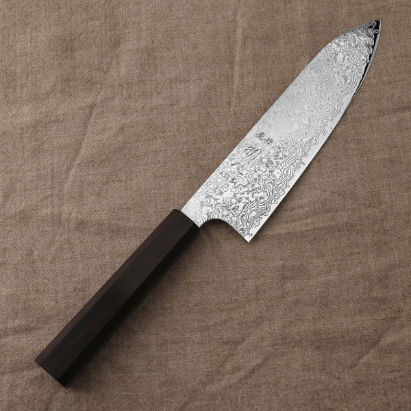 Hatsukokoro Hayabusa Ginga ATS-34 Damascus Nóż Santoku 18 cm