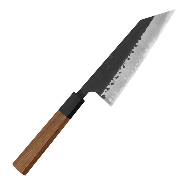 Hatsukokoro Shinkiro Aogami Super/Iron Damascus Kurouchi Nóż Bunka 16,5 cm