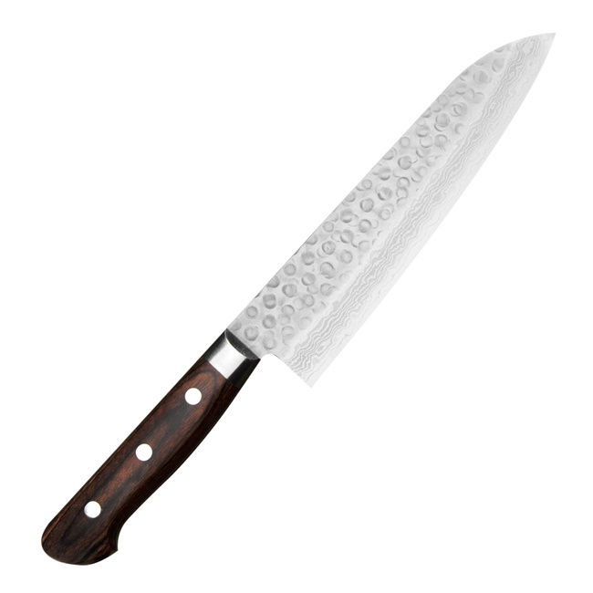Tsunehisa VG-10 Damascus Brown Nóż Santoku 18 cm