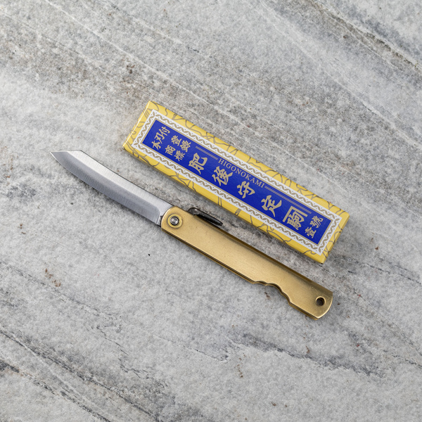 Nóż kieszonkowy Higonokami Kanekoma Aogami#2/Iron Mosiądź M 7,5 cm