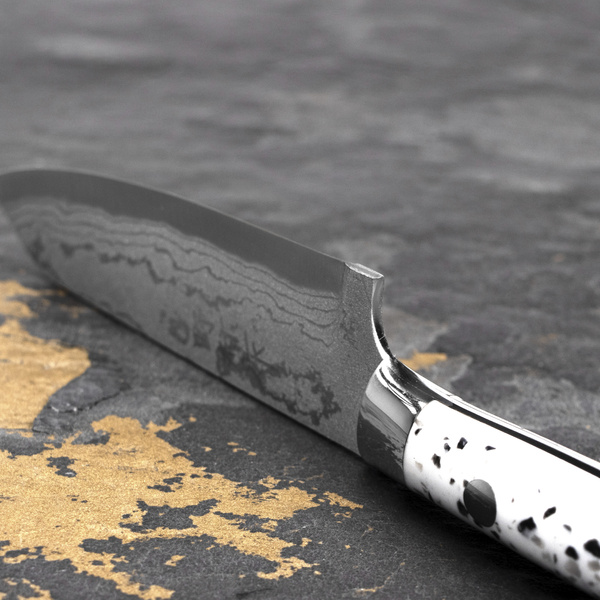 Ryo Nomura Shirogami#2 Damascus DropPoint White