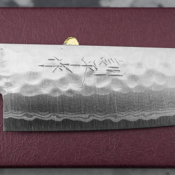 Kunio Masutani VG-10 Damascus Hammered Nóż Santoku 13 cm