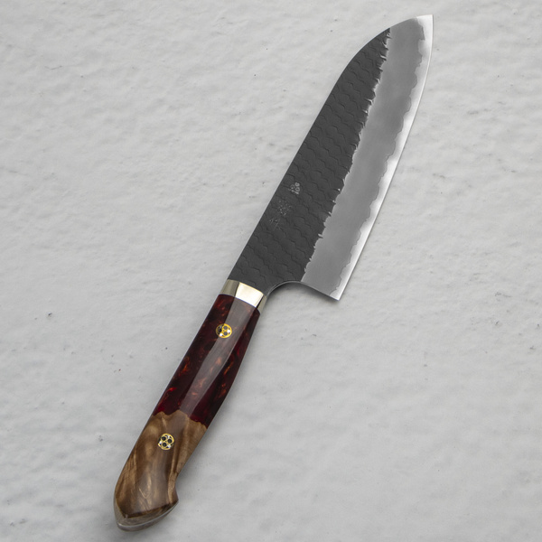 Nigara Hamono SG2 Limited Red Kurouchi Nóż Santoku 18 cm