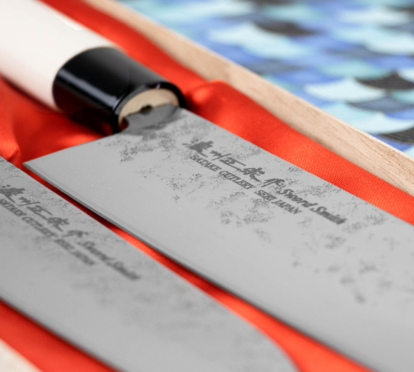 Satake Nashiji Natural Zestaw w Drewnianym Pudełku Nóż Santoku + Nakiri
