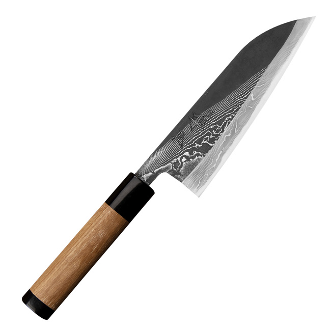 Tsukasa Hinoura Black River Jump Shirogami#2 Nóż Santoku 16,5 cm