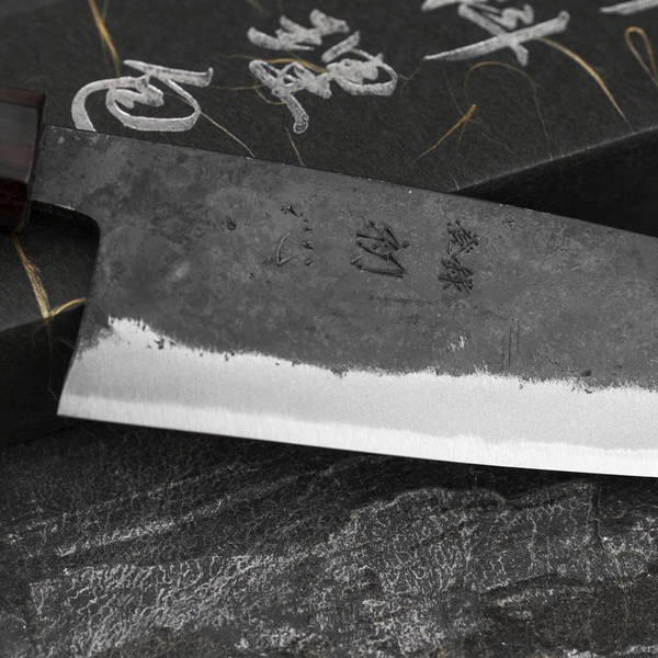 Hatsukokoro Sumi Aogami#2/Iron Kurouchi Nóż Santoku 16,5 cm