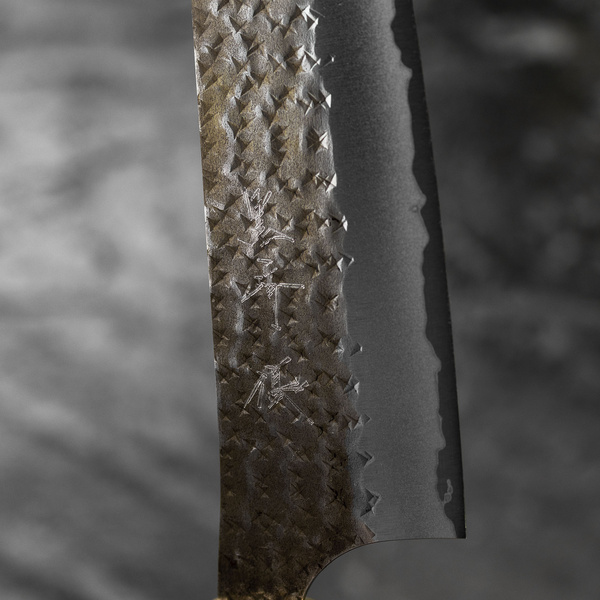Yu Kurosaki Kokusen Brass Aogami Super/SS Nóż Santoku 17 cm