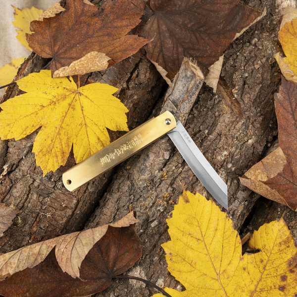 Nóż kieszonkowy Higonokami Kanekoma Aogami#2/Iron Mosiądź 9,5 cm